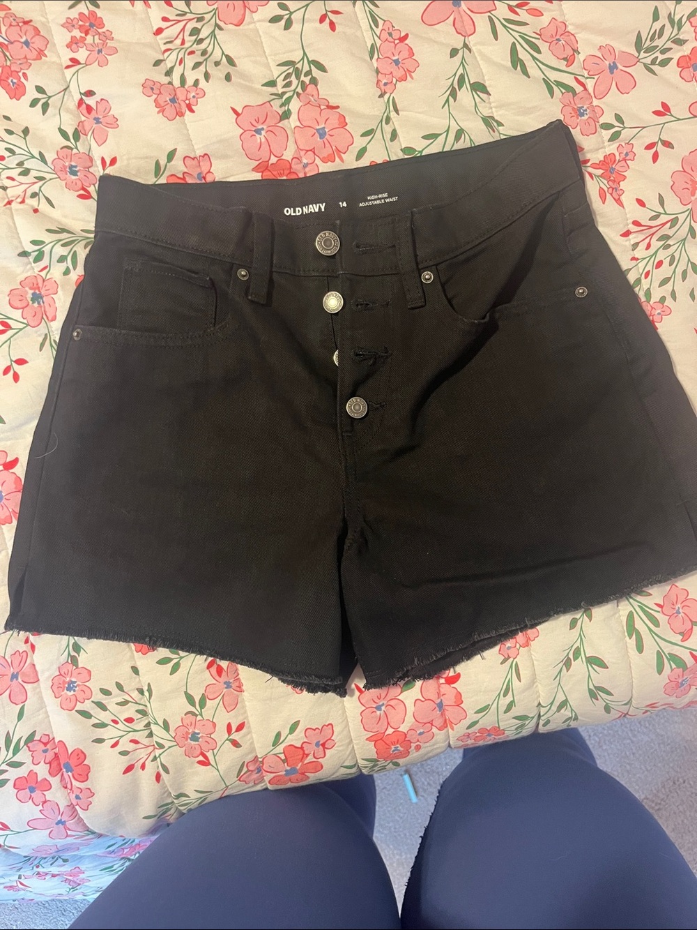 Old Navy Black Button-Front High-Rise Kids Shorts